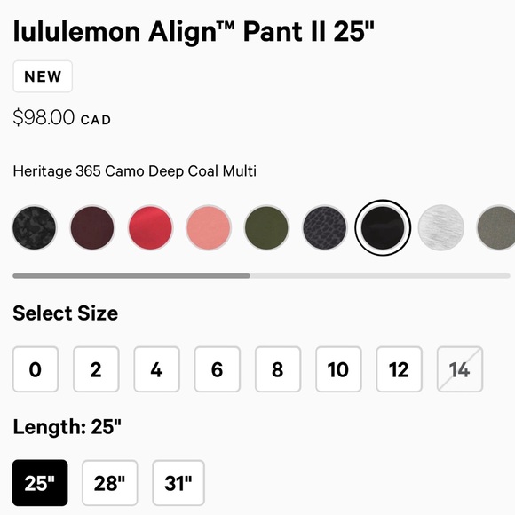 Lululemon Aligns - CAMO 🖤🤍 - Picture 3 of 4